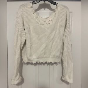 Jessica Simpson Frayed White Sweater